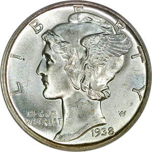 Mercury dime, 1916-45.